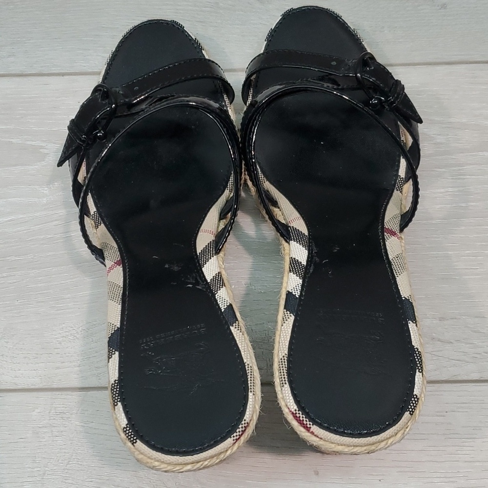 Burberry Womens Leather Logo Print Espadrille Wedge Sandals Shoes sz EU 40/10 - Picture 6 of 13